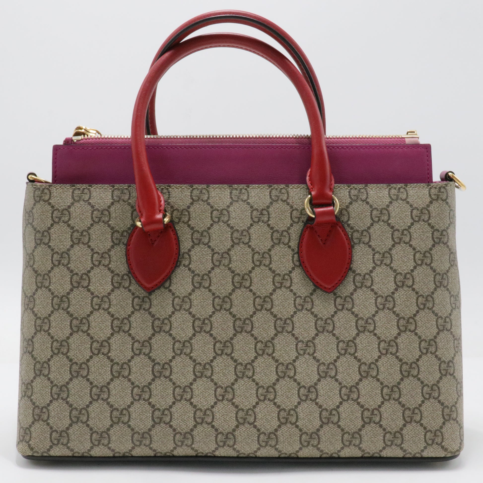 Gucci Beige Pink Leather and PVC Tote and Shoulder Bag