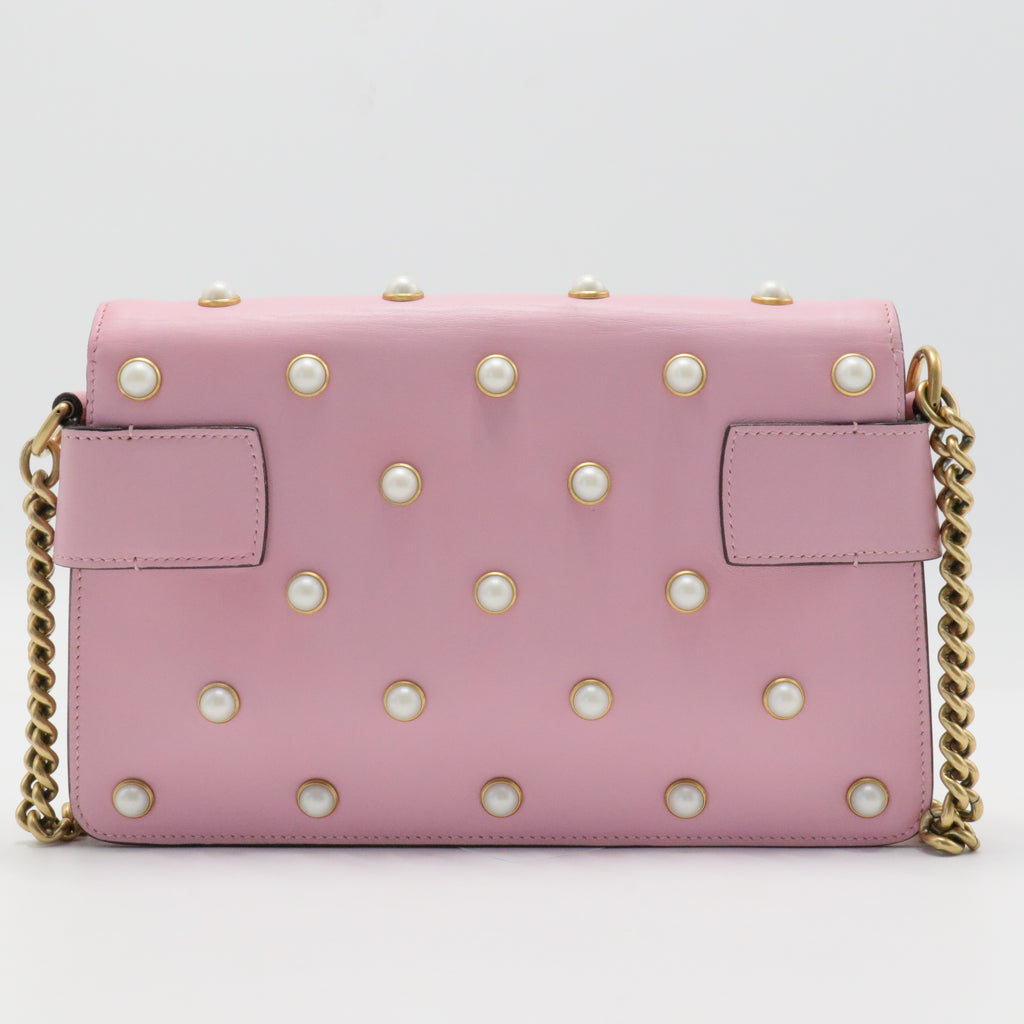Nappa Pearl Studded Mini Queen Margaret Broadway Shoulder Bag Sugar Pink