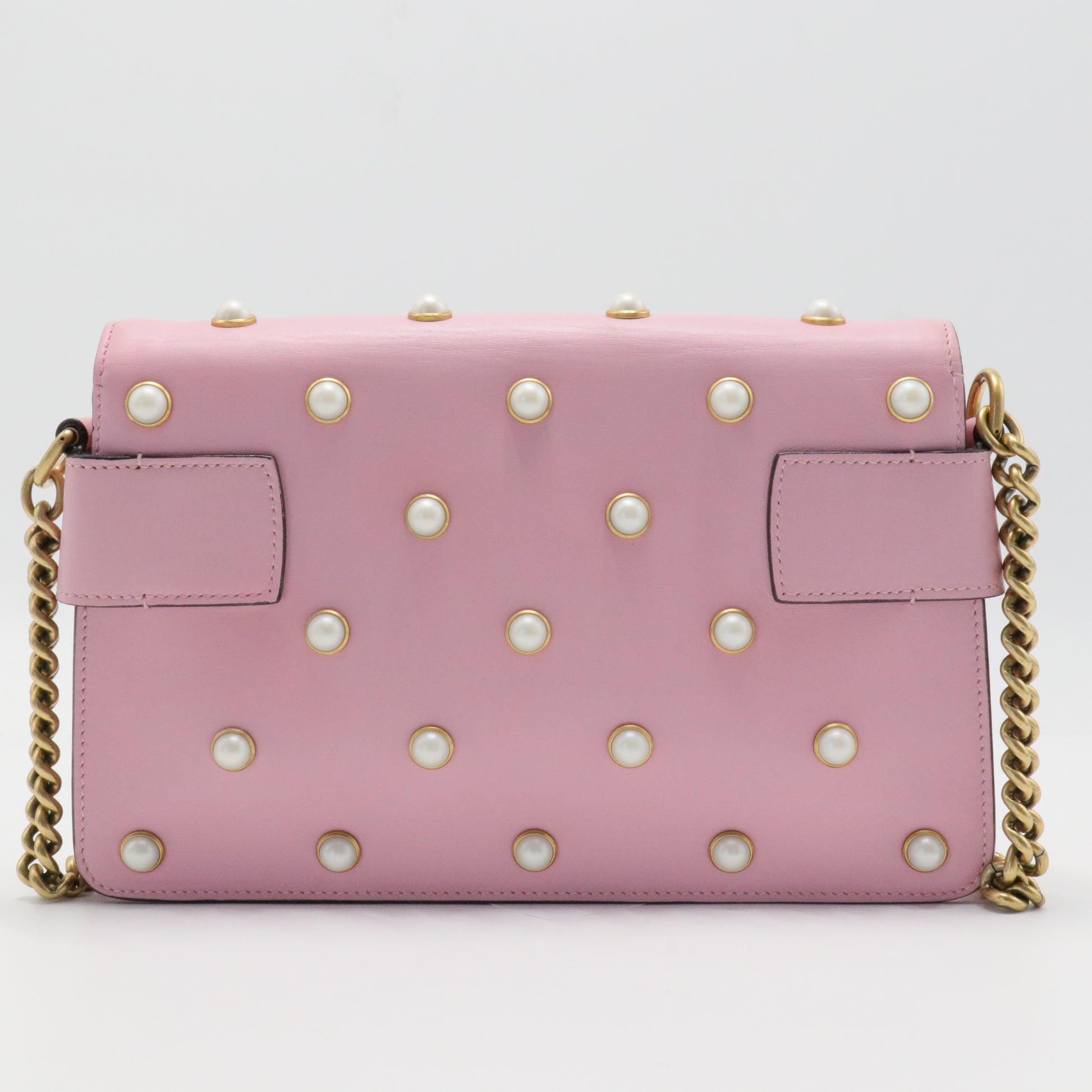 Nappa Pearl Studded Mini Queen Margaret Broadway Shoulder Bag Sugar Pink