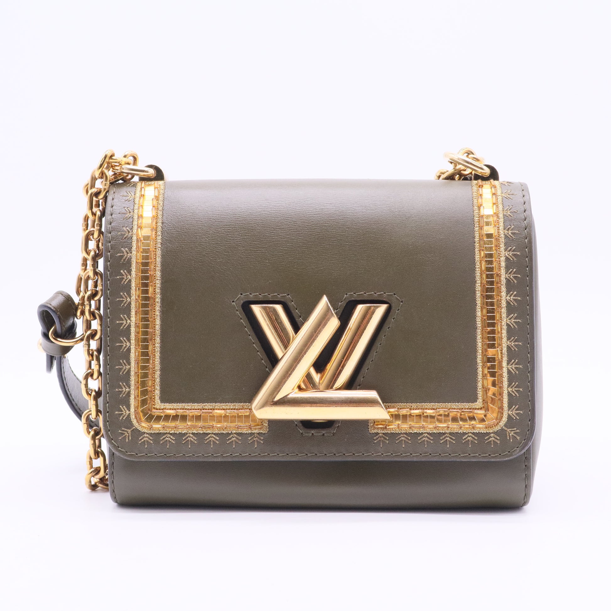 Twist Pm Olive Green Leather Shoulder Bag