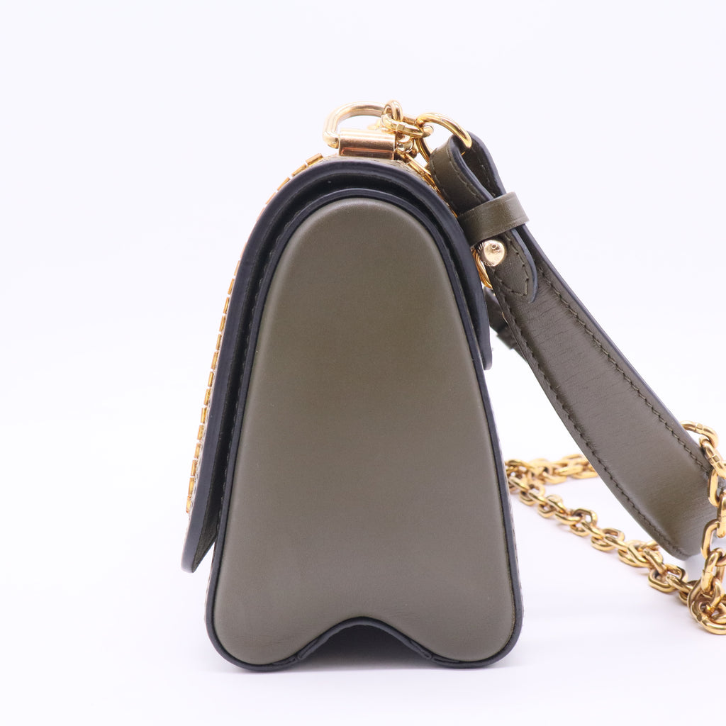 Twist Pm Olive Green Leather Shoulder Bag