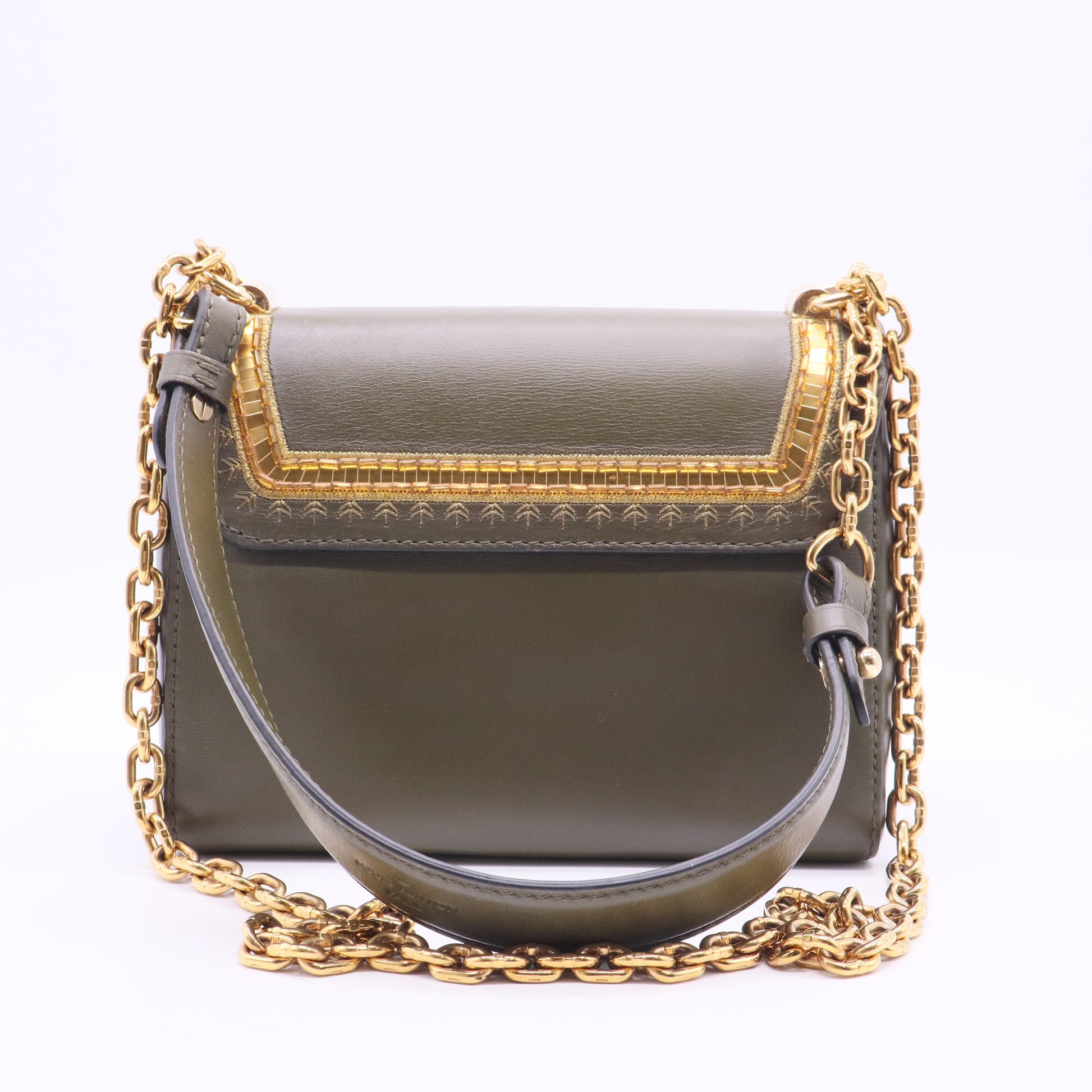 Twist Pm Olive Green Leather Shoulder Bag