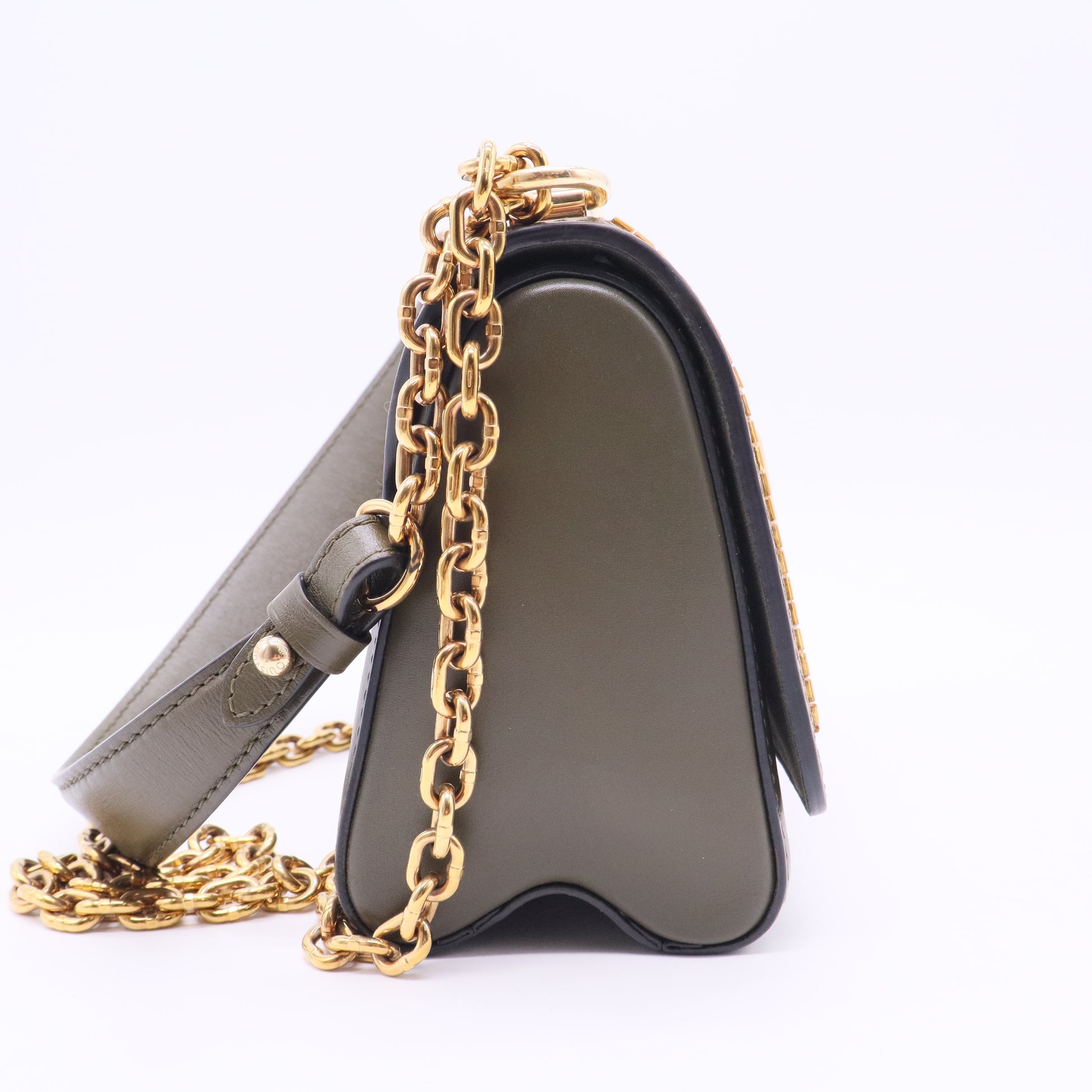 Twist Pm Olive Green Leather Shoulder Bag