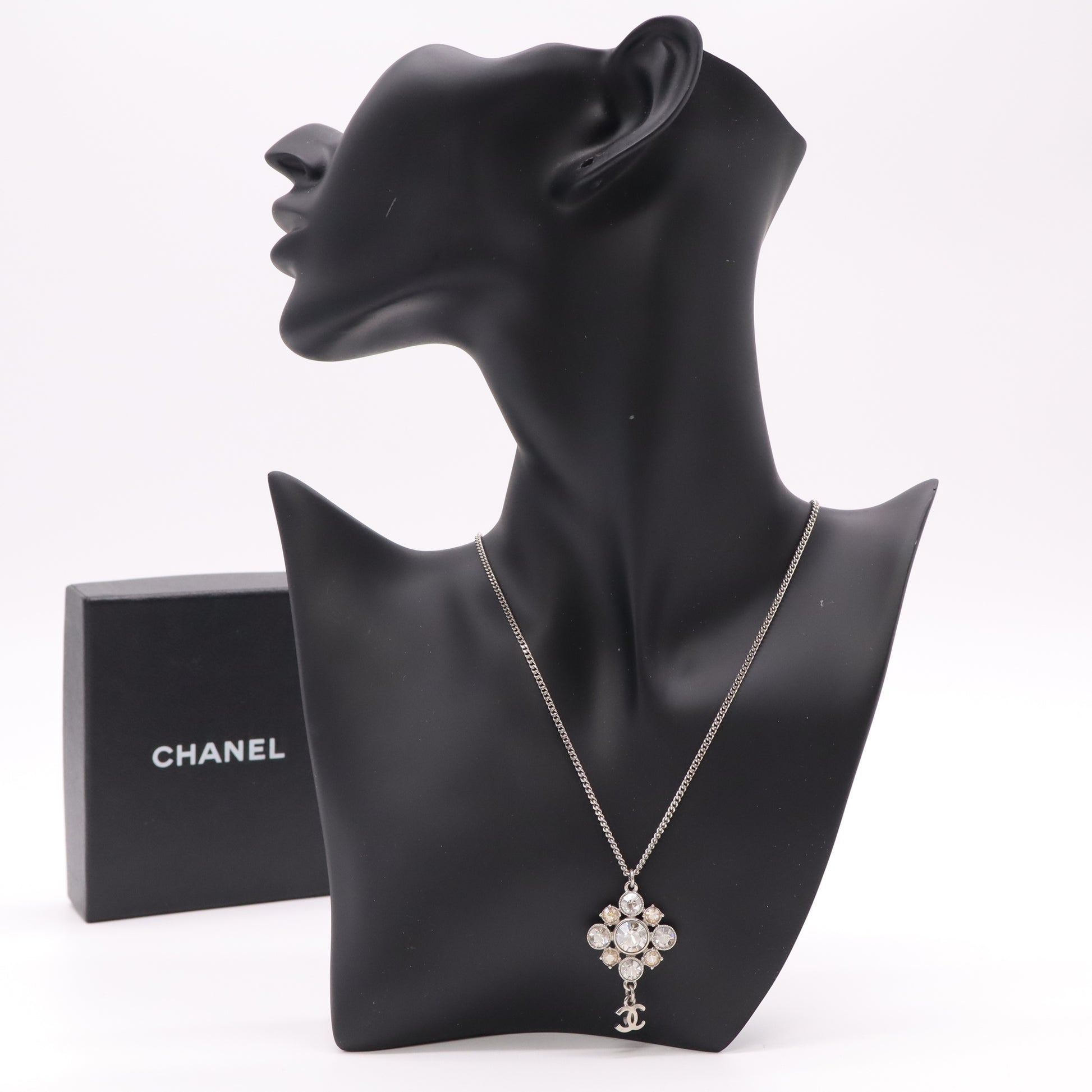 Chanel Crystal Filigree Cross Pendant Necklace W22250