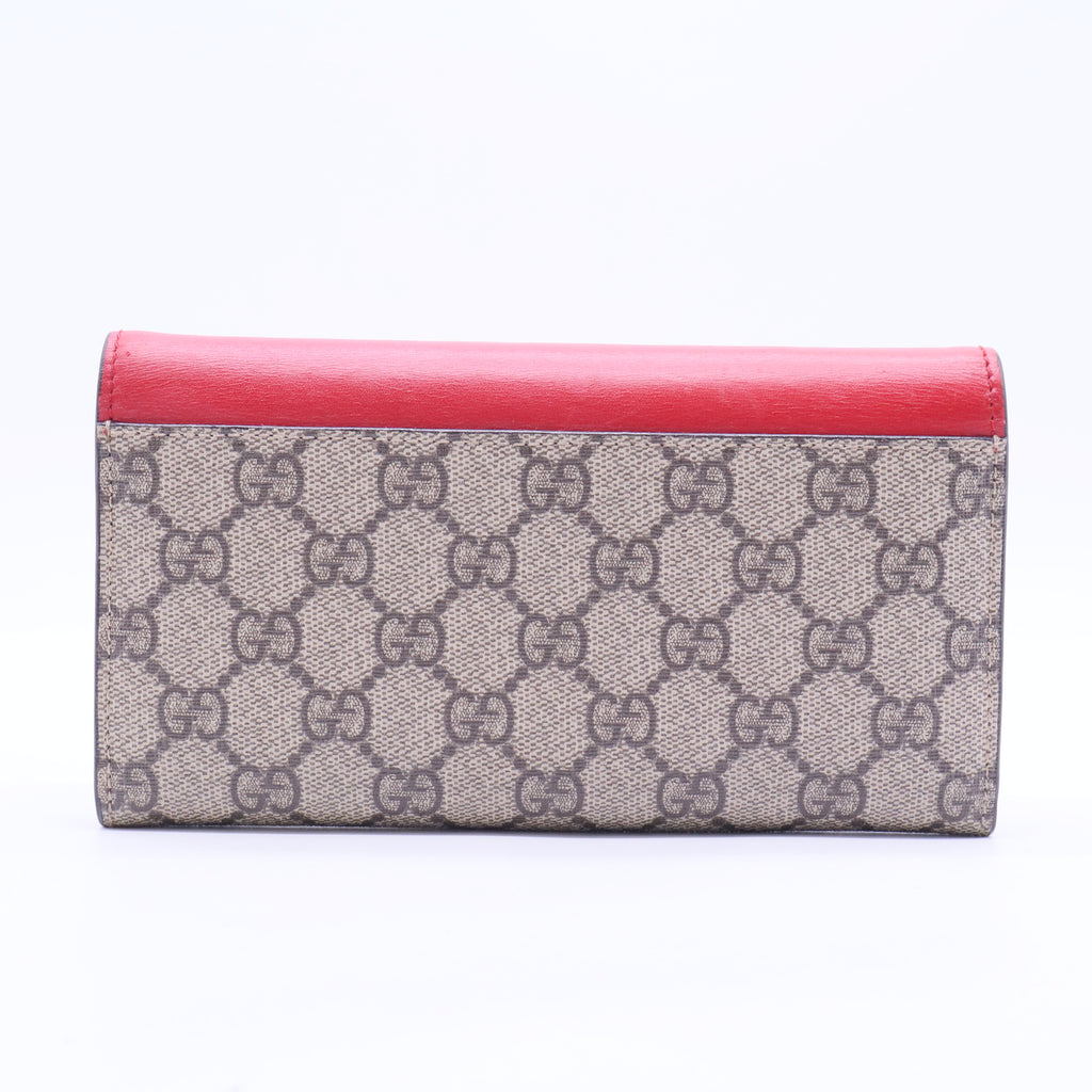 GG Supreme Pearl Studded Long Flap Wallet