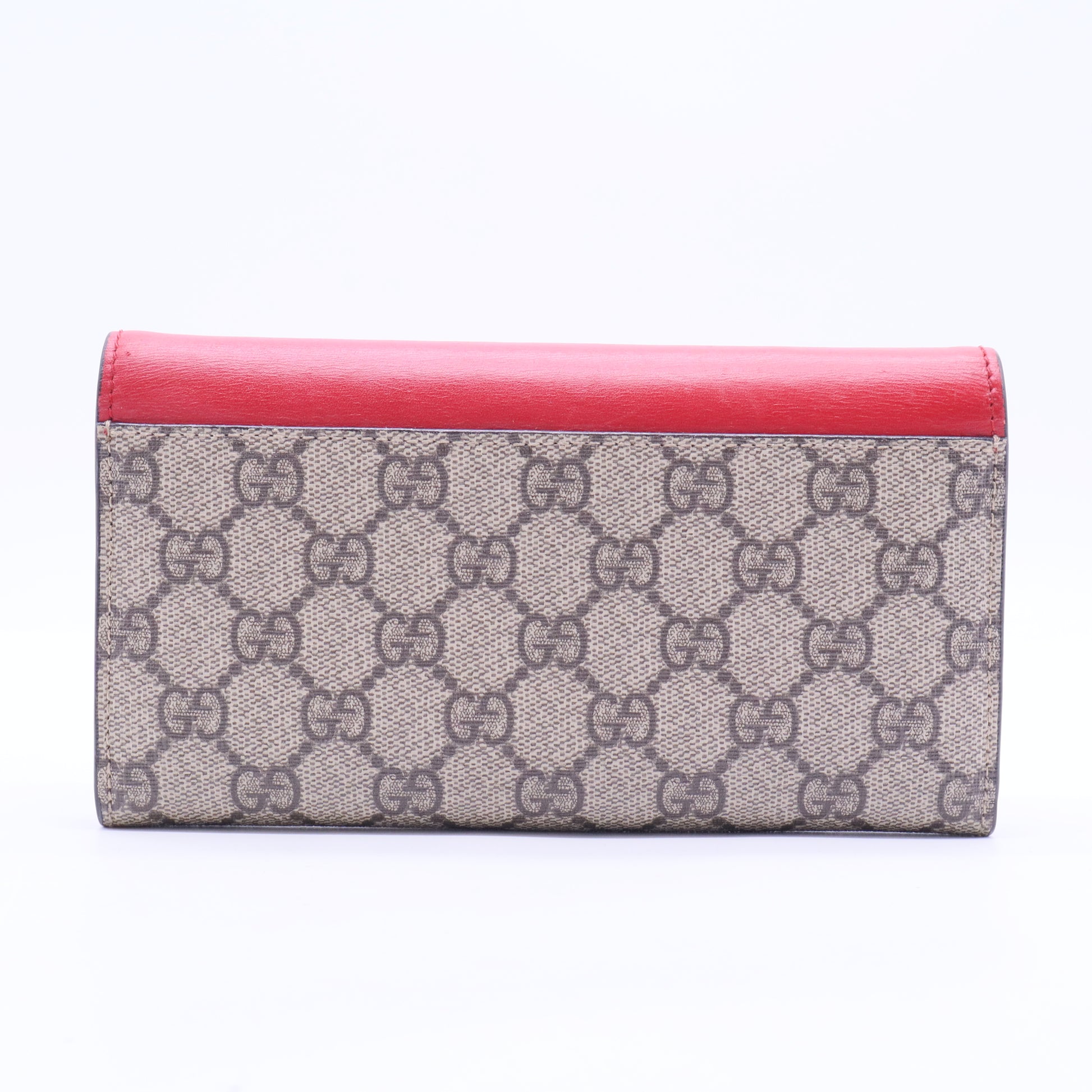 GG Supreme Pearl Studded Long Flap Wallet