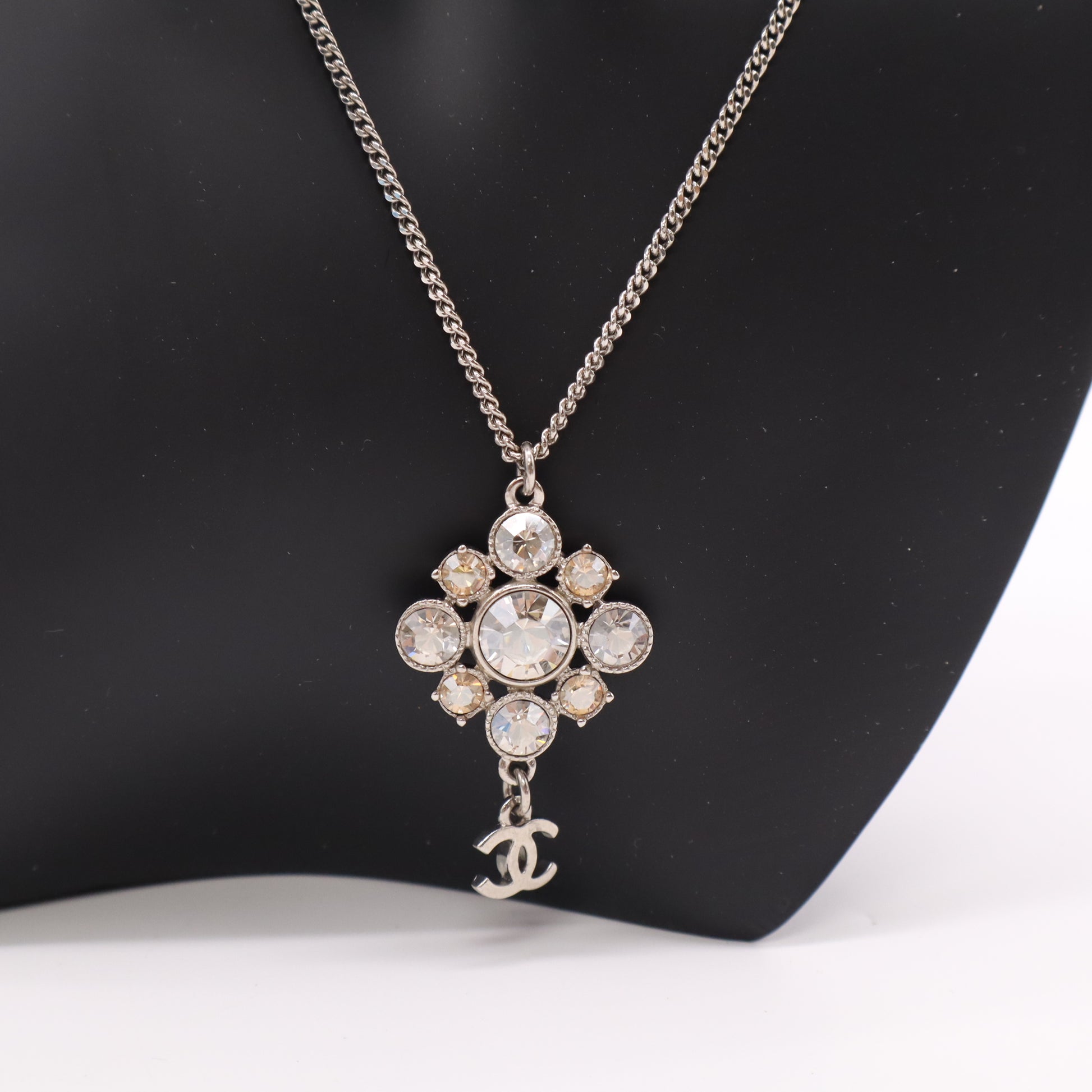Chanel Crystal Filigree Cross Pendant Necklace W22250