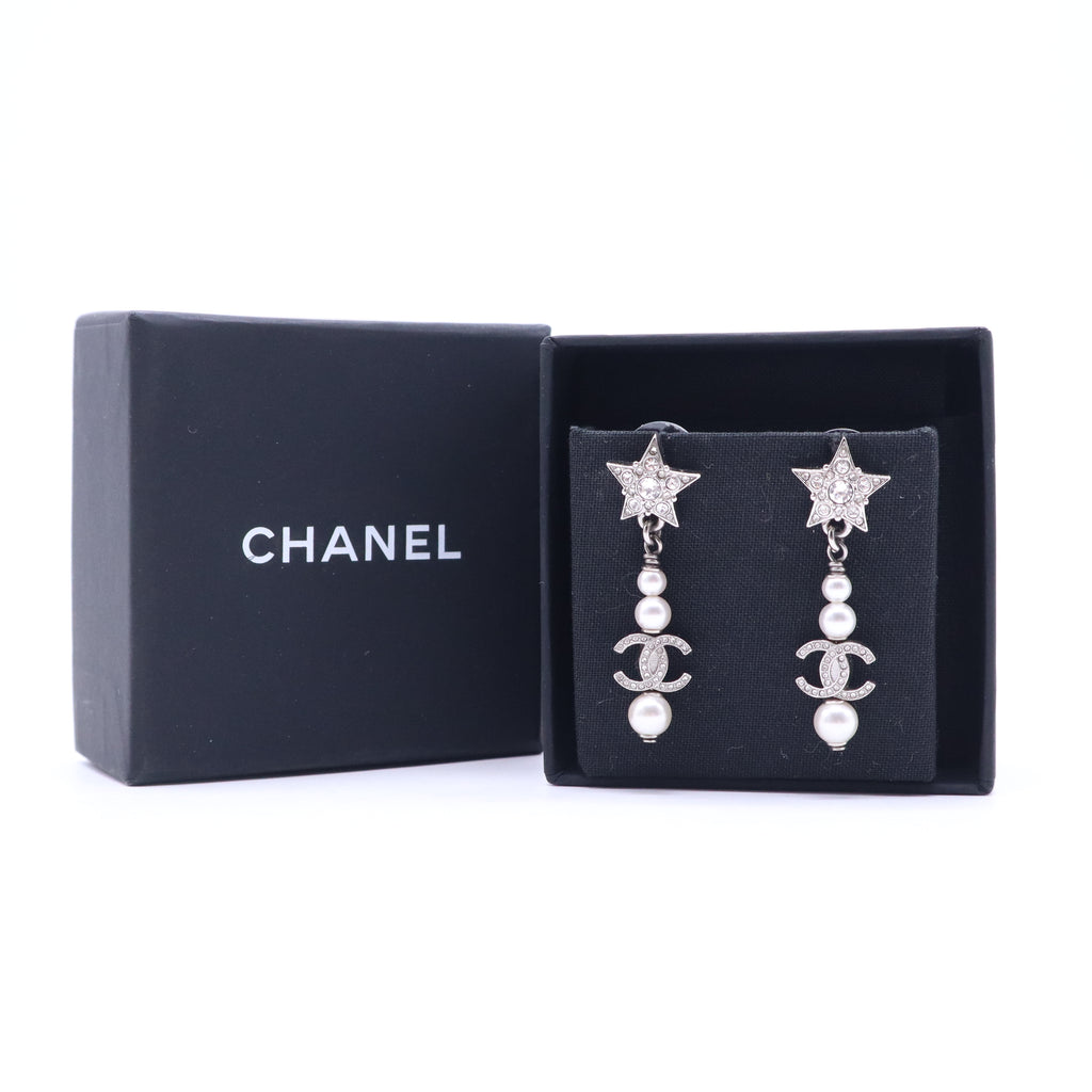 Women's Drop Earrings with Star Motif Metal W21145