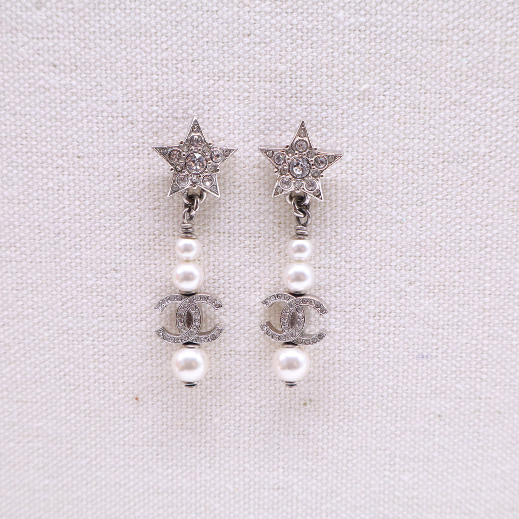 Women's Drop Earrings with Star Motif Metal W21145