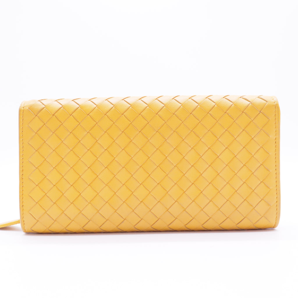 Yellow Woven Leather Long Wallet