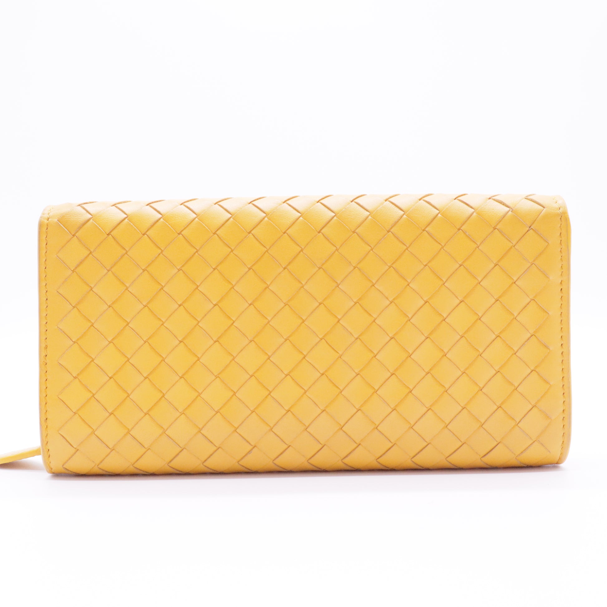 Yellow Woven Leather Long Wallet
