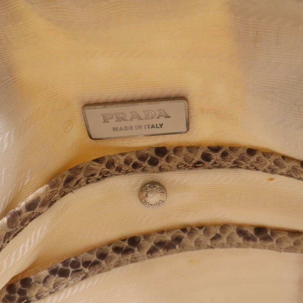 Prada Soft Calfskin/Exotic Bowling Crossbody Bag White Black Twins LDJ3216