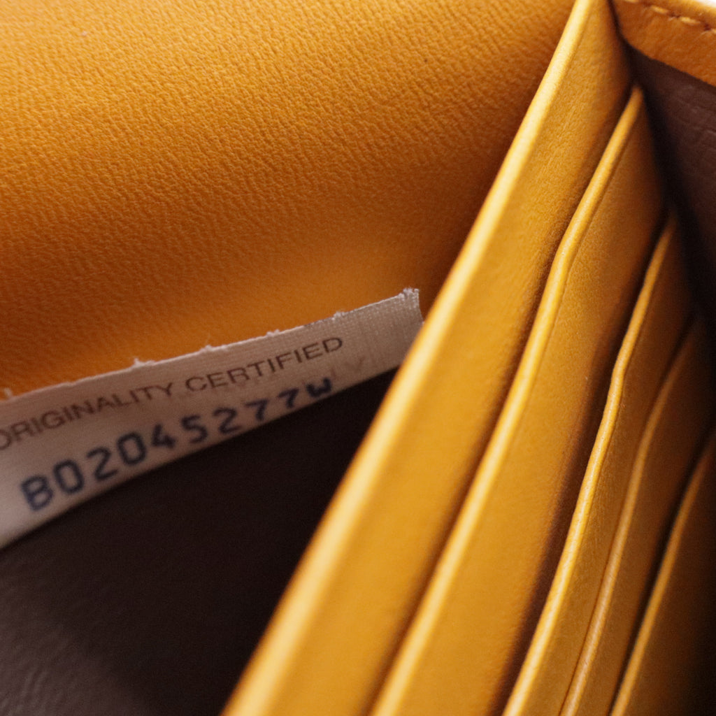 Yellow Woven Leather Long Wallet