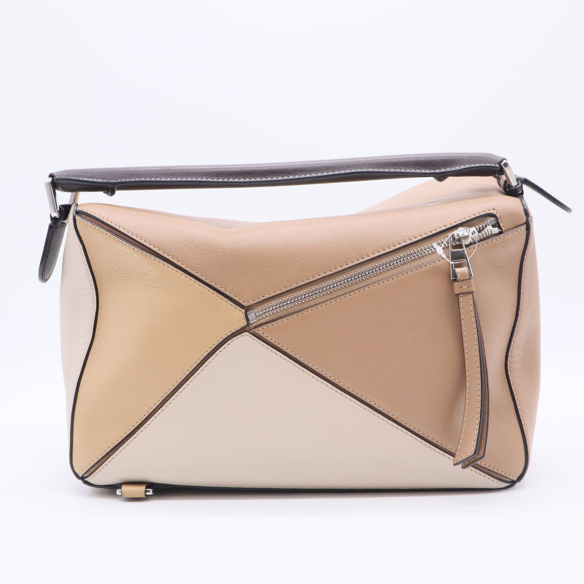 Color-block Leather Shoulder Bag In Brown twins