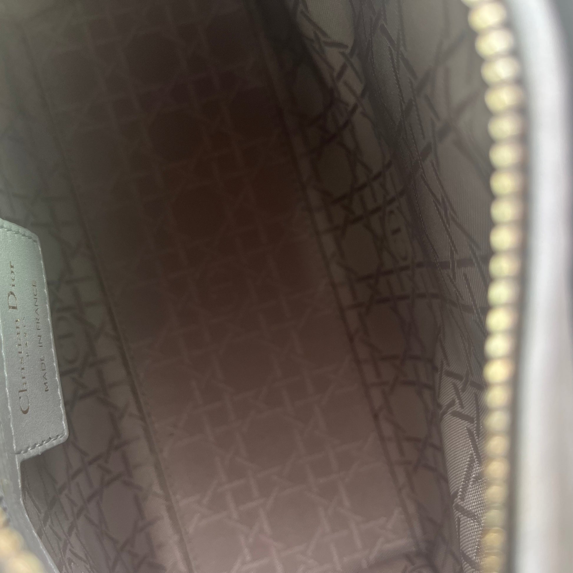 Pearly Lambskin Cannage Medium Lady Dior Grey twins
