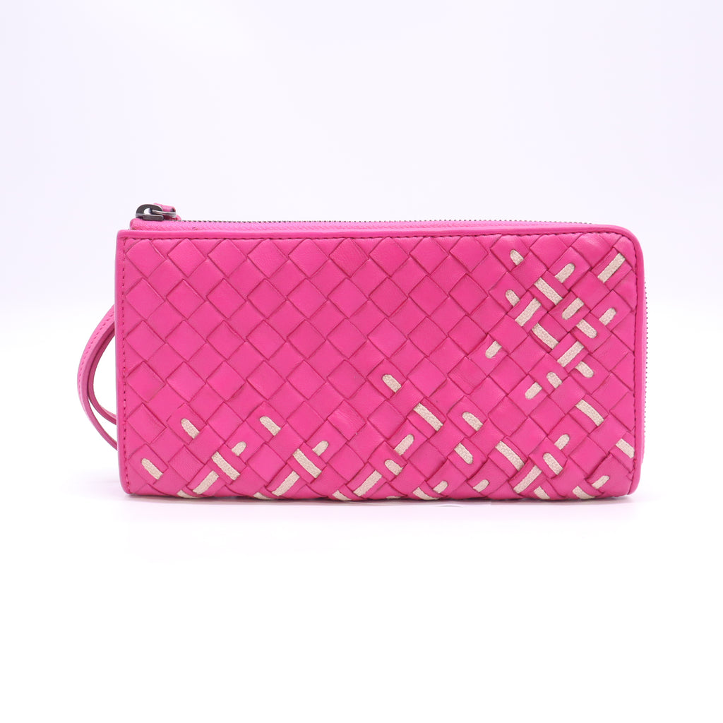 Long Wallet Intrecciato Leather Pink W23265