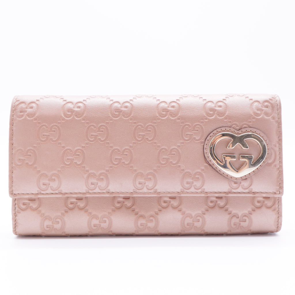 GG Shima Lovely Heart Leather Long Wallet