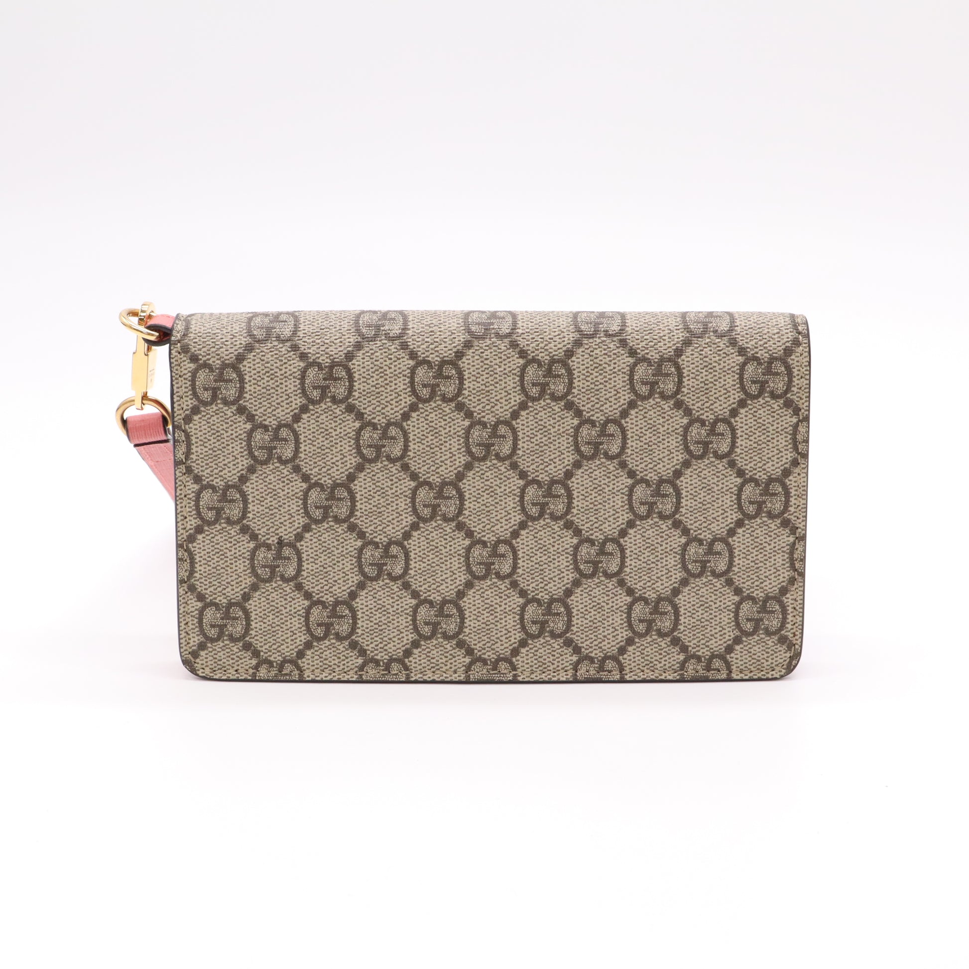Gucci GG Supreme Monogram Embroidered Face Chain Wristlet Wallet W22283