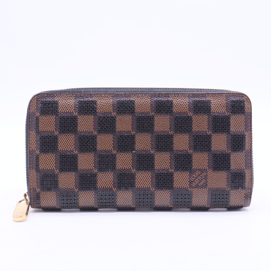 Damier Paillettes Zippy Wallet Black W11266