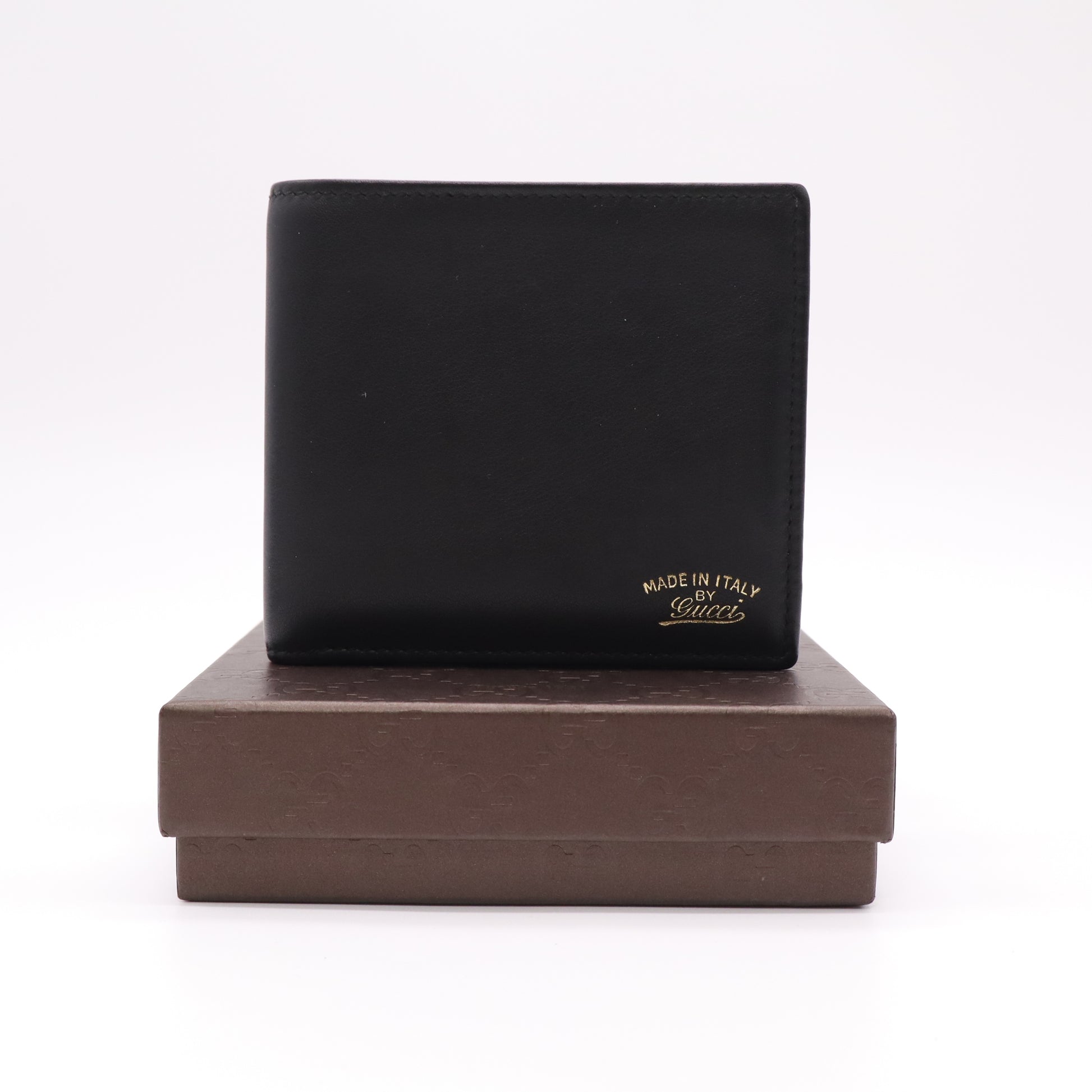 Gucci Smooth Leather Bifold Wallet with Vintage "Made in Italy by Gucci" Script W22266