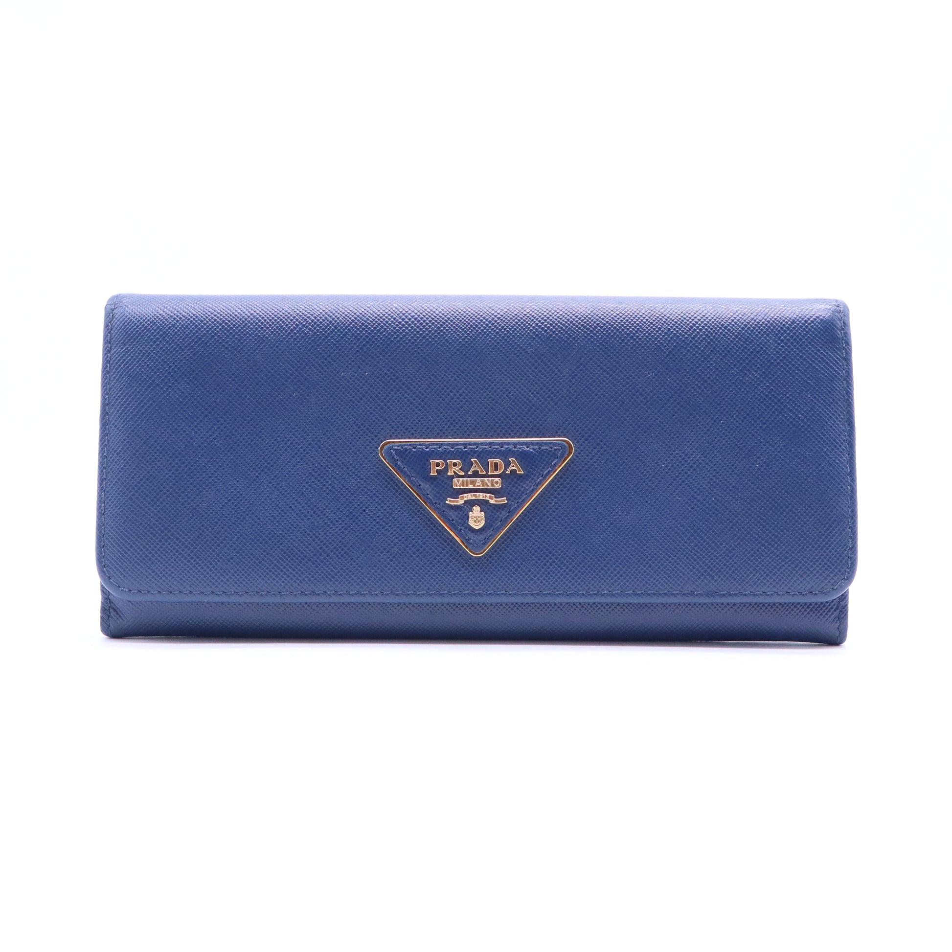 Prada Blue Saffiano Leather Flap Continental Wallet W20927