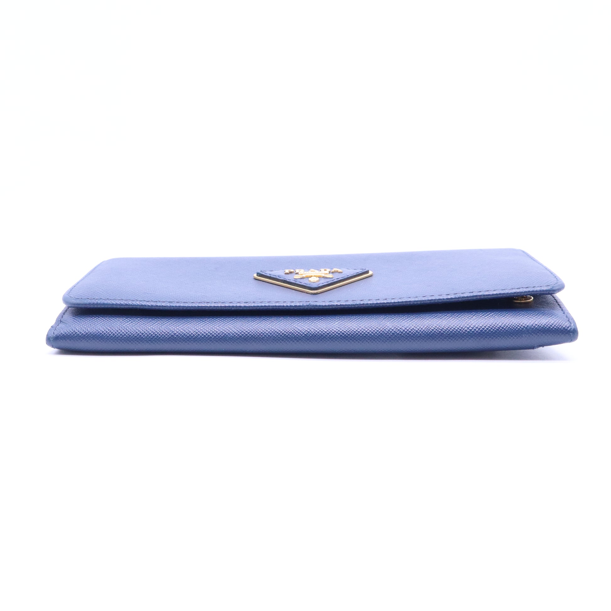 Prada Blue Saffiano Leather Flap Continental Wallet W20927