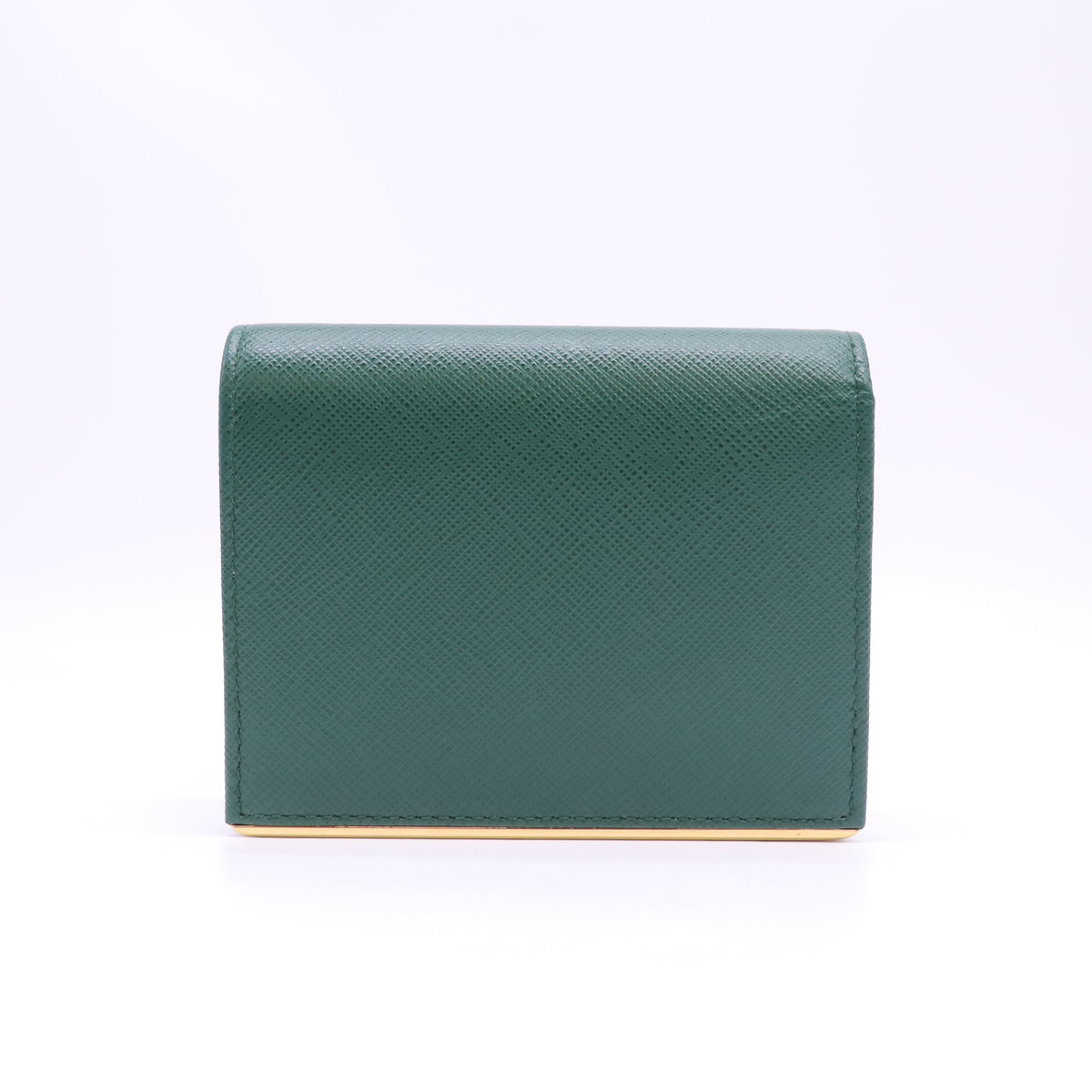 Prada Saffiano Leather Metal Bar Compact Wallet W23249