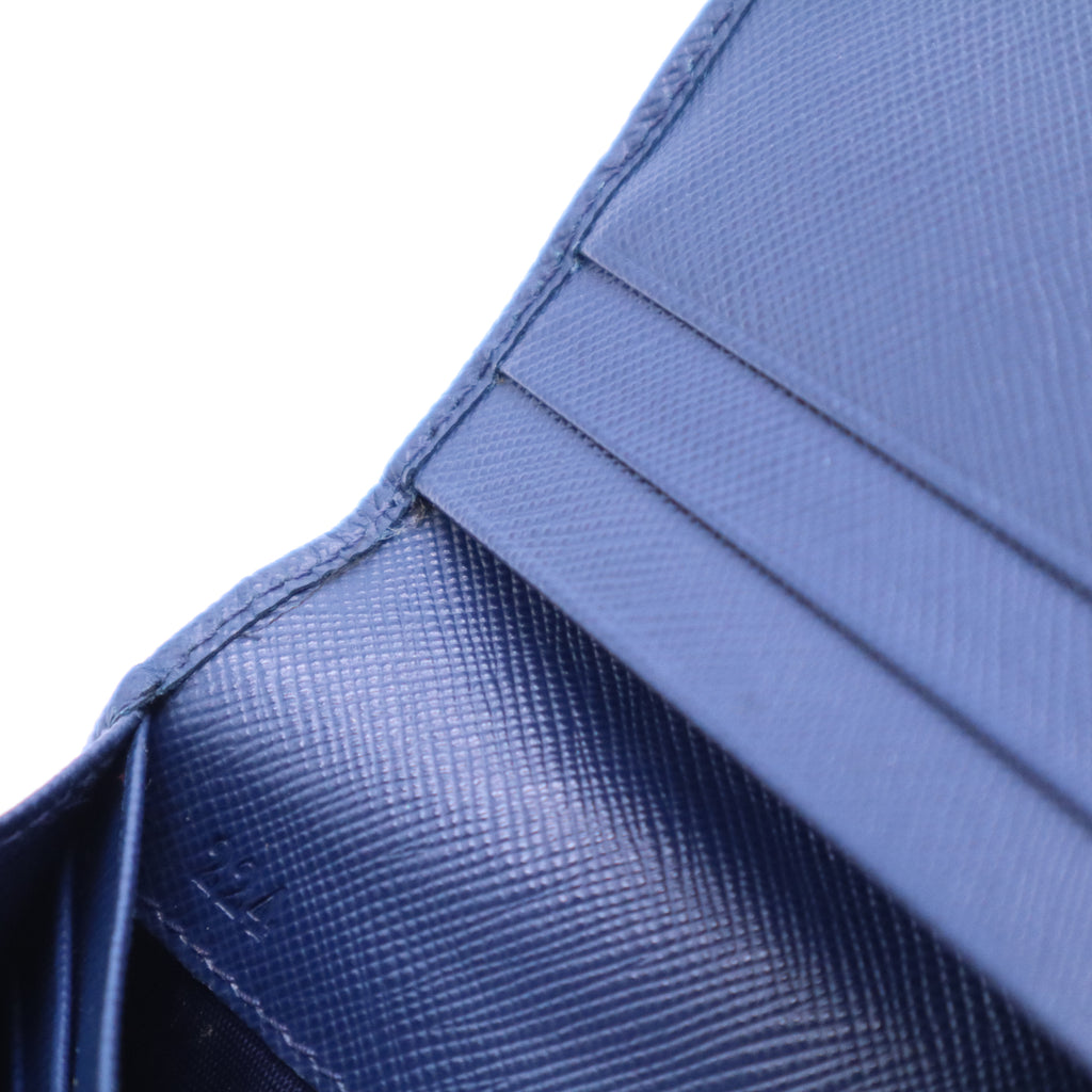Prada Blue Saffiano Leather Flap Continental Wallet W20927