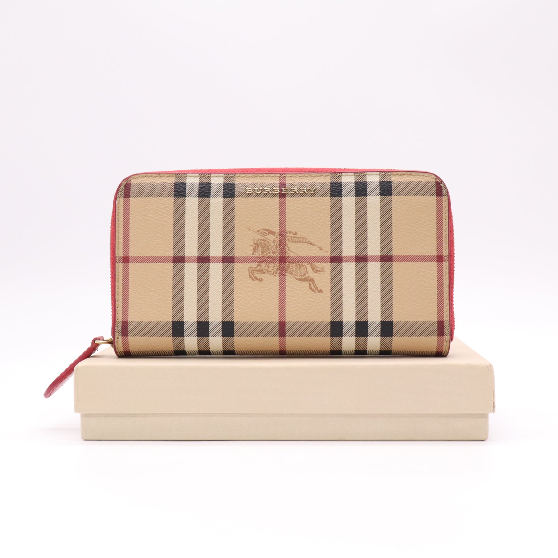 Burberry Haymarket Check Zip Around Wallet W22280