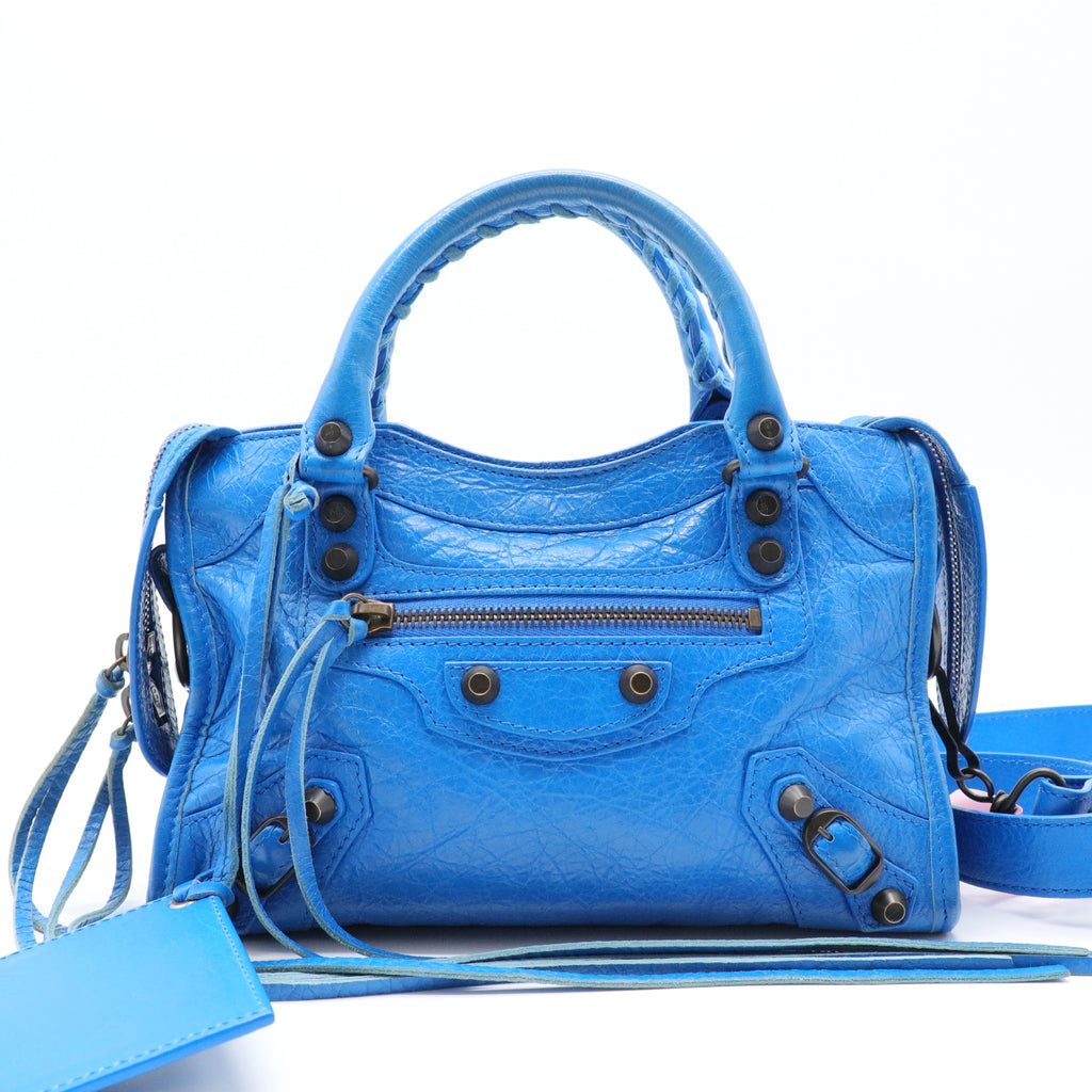 Borsa Balenciaga Mini City Classic Motocross blu Blu twins