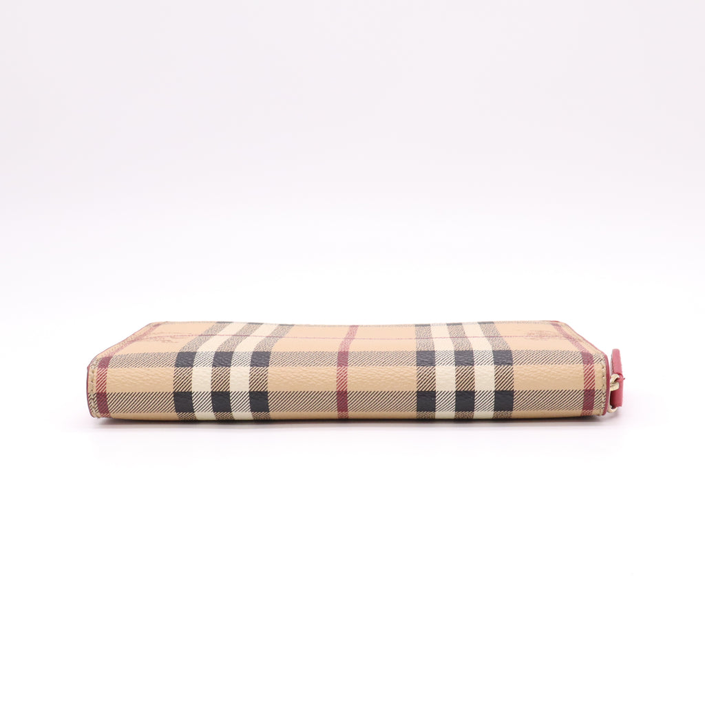 Burberry Haymarket Check Zip Around Wallet W22280