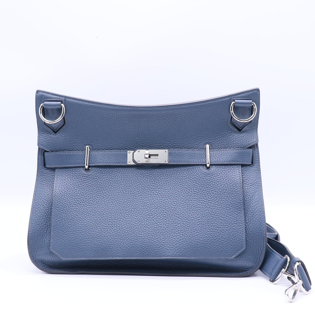 Hermes Taurillon Clemence Jypsiere 37 Bleu de Malte