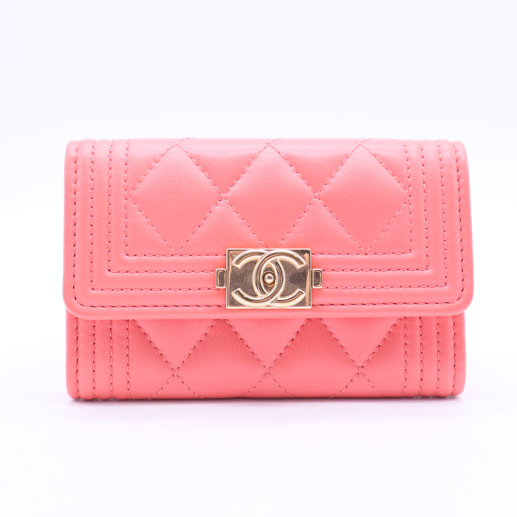 Quilted Boy Flap Card Holder Wallet Pink W11193