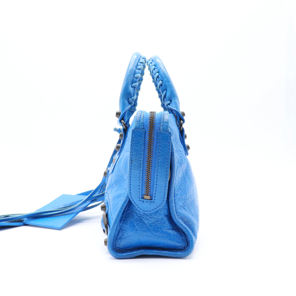 Borsa Balenciaga Mini City Classic Motocross blu Blu twins