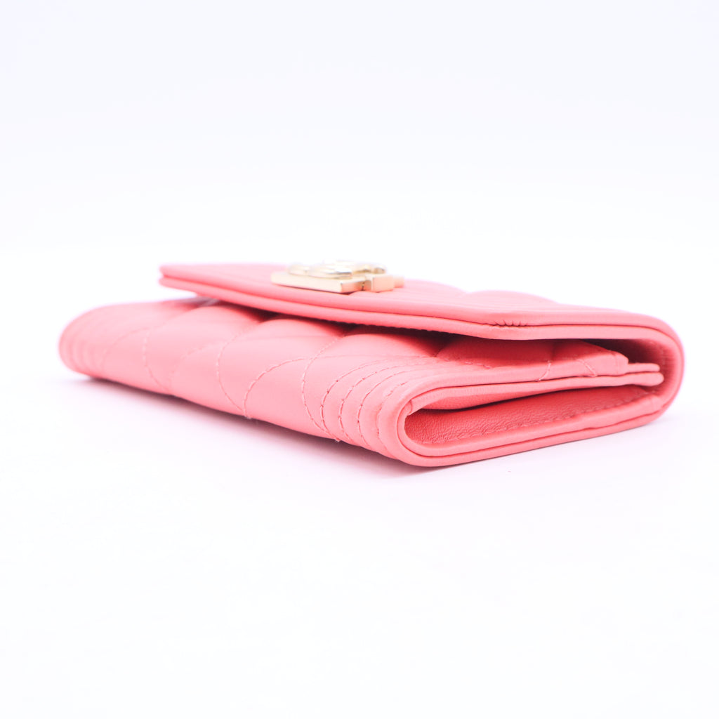 Quilted Boy Flap Card Holder Wallet Pink W11193