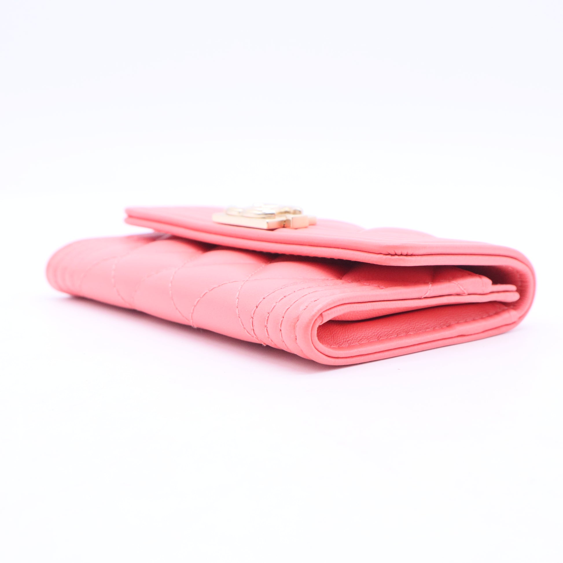 Quilted Boy Flap Card Holder Wallet Pink W11193