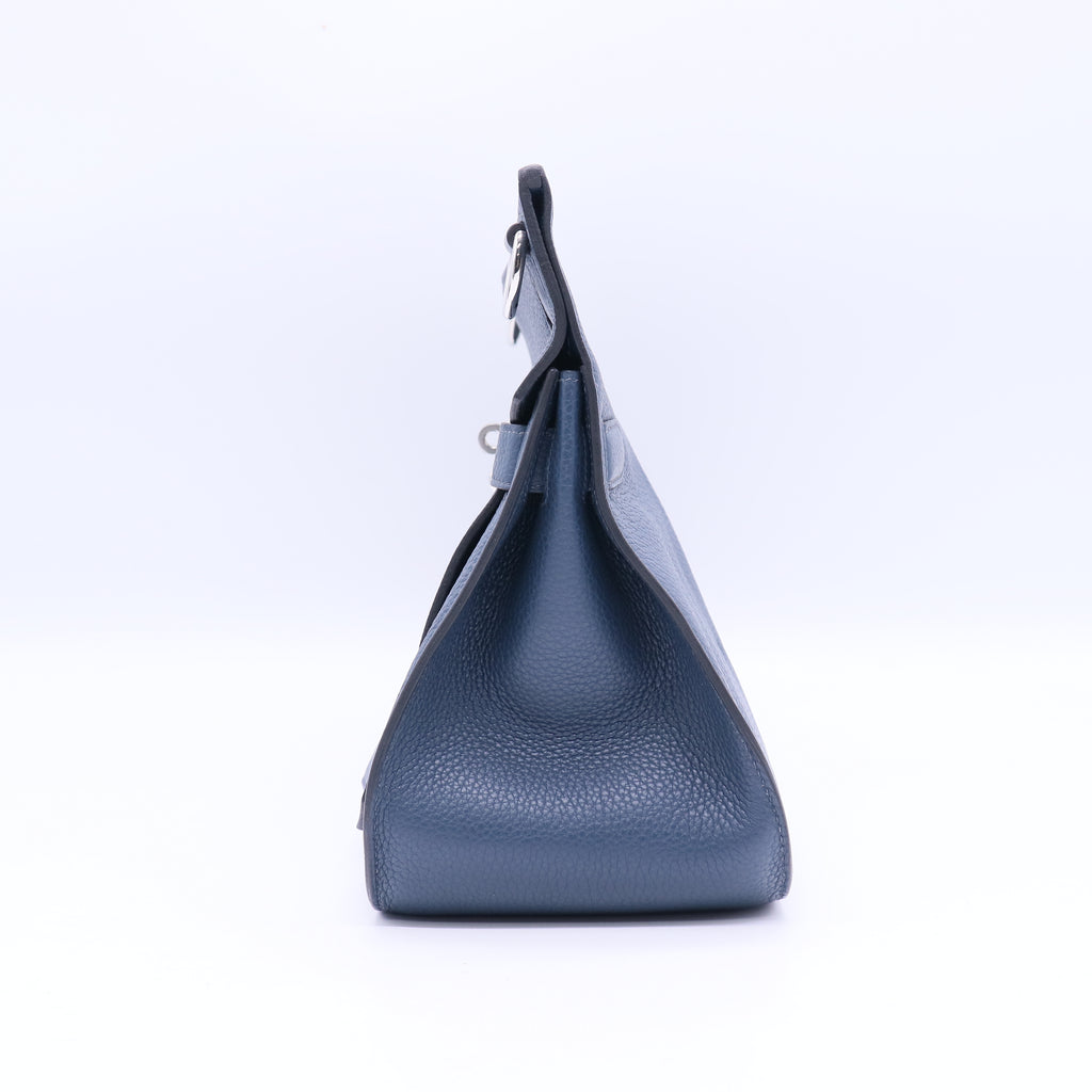 Hermes Taurillon Clemence Jypsiere 37 Bleu de Malte