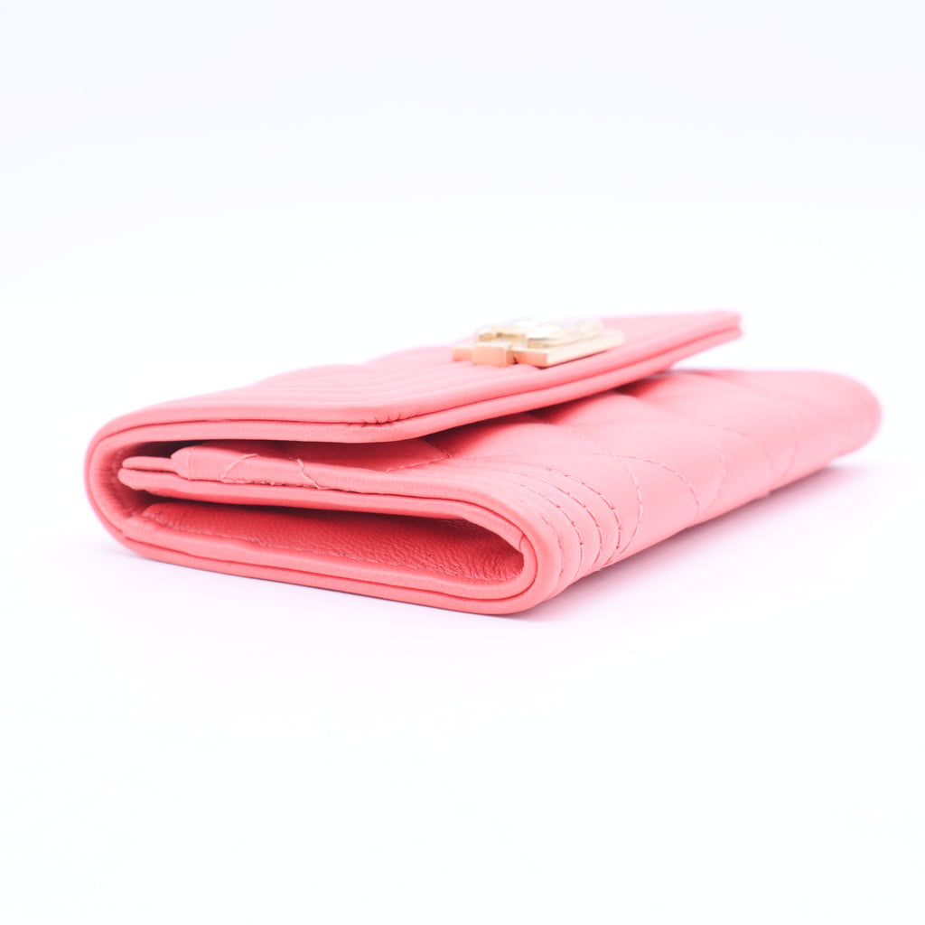 Quilted Boy Flap Card Holder Wallet Pink W11193