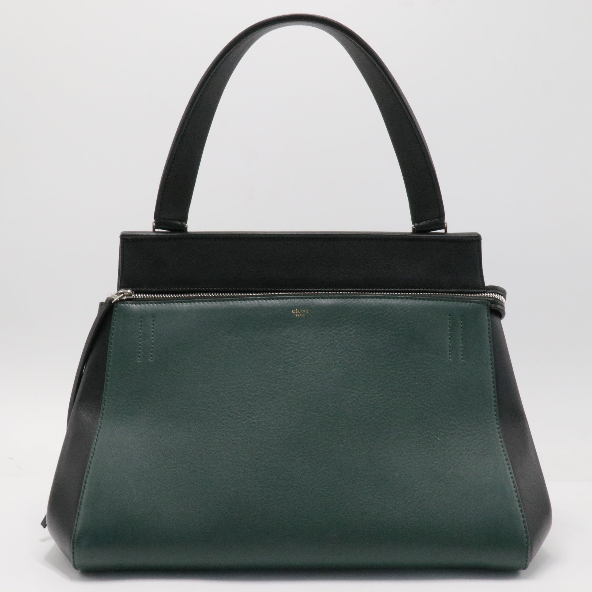 Grained Calfskin Large Bi-Color Edge Shoulder Bag