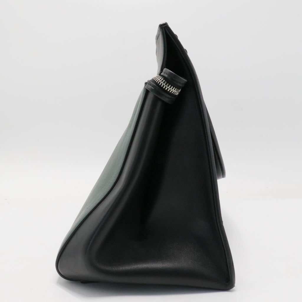 Grained Calfskin Large Bi-Color Edge Shoulder Bag