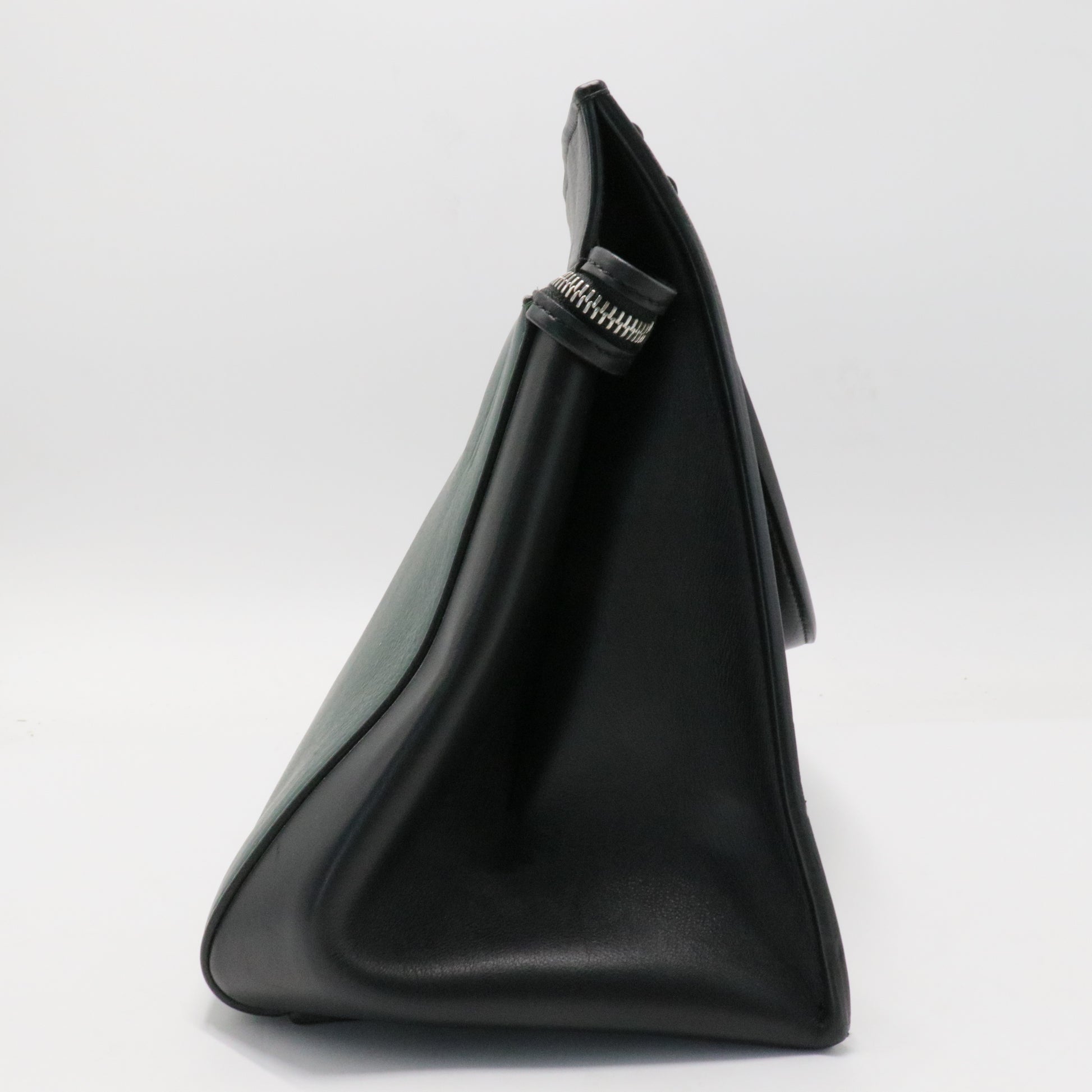Grained Calfskin Large Bi-Color Edge Shoulder Bag