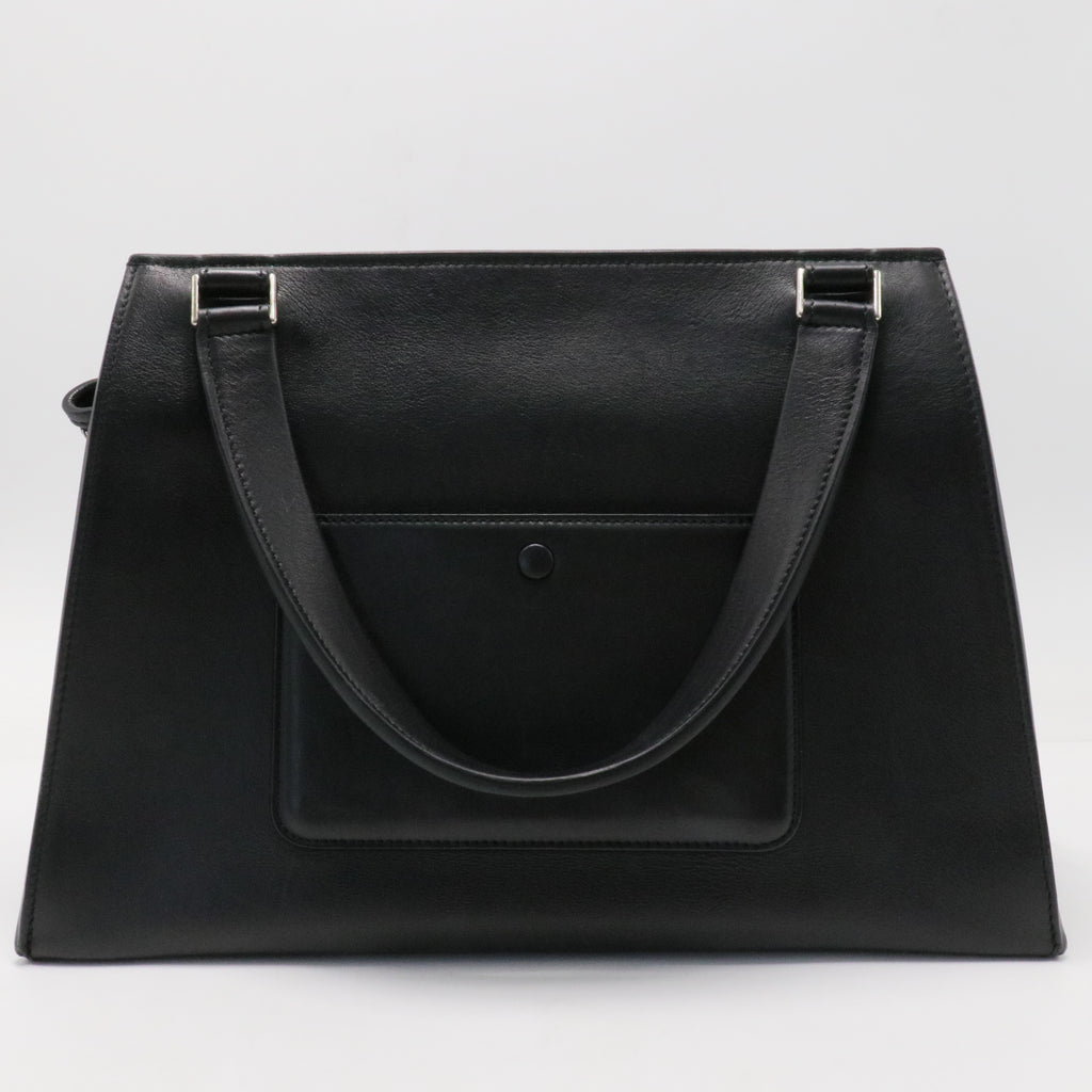 Grained Calfskin Large Bi-Color Edge Shoulder Bag