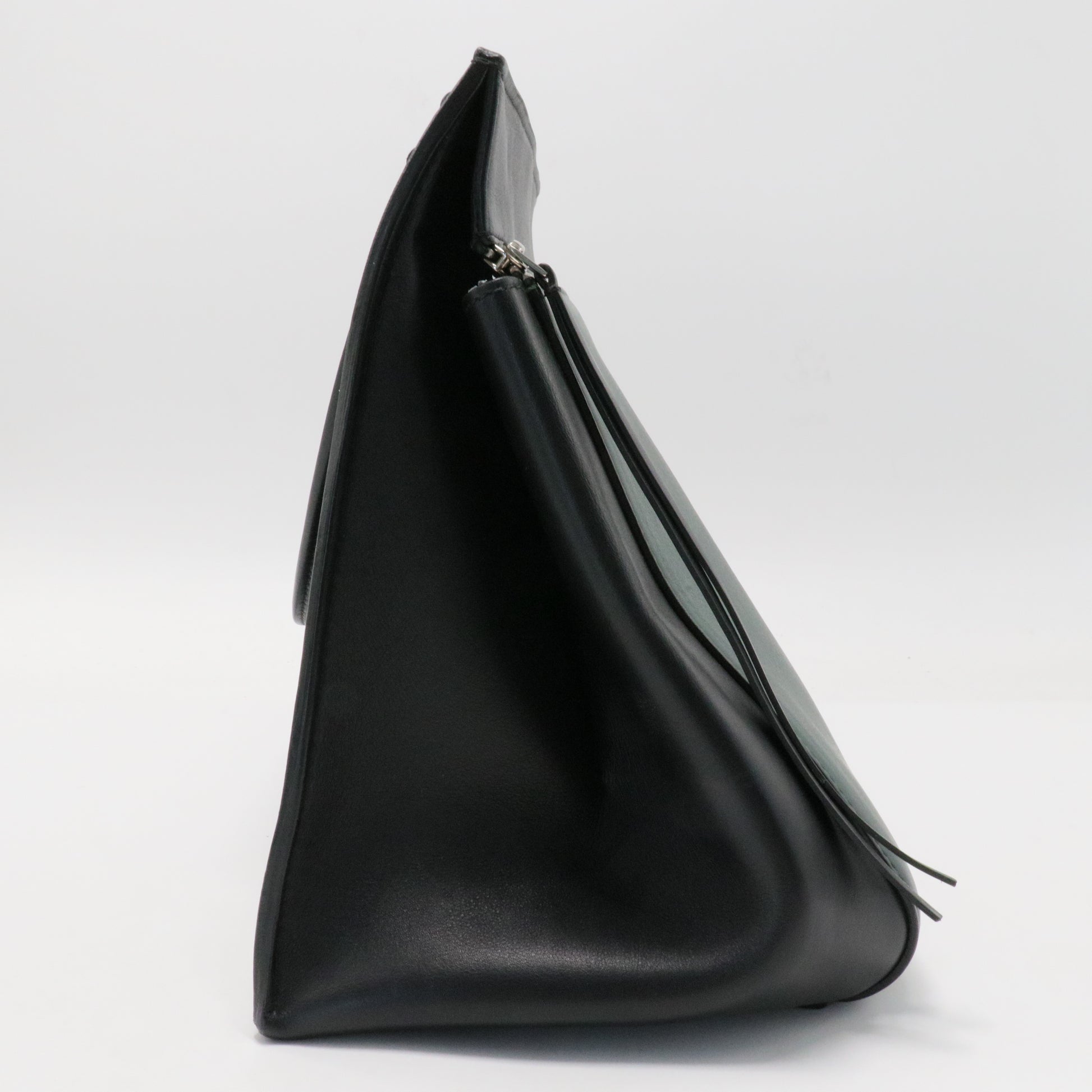 Grained Calfskin Large Bi-Color Edge Shoulder Bag