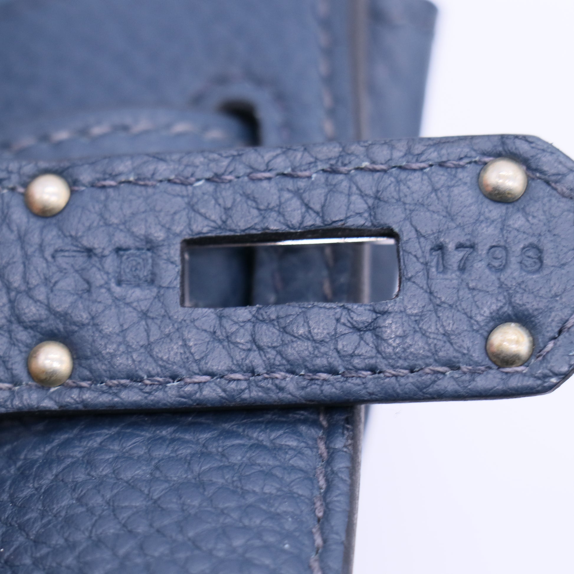 Hermes Taurillon Clemence Jypsiere 37 Bleu de Malte