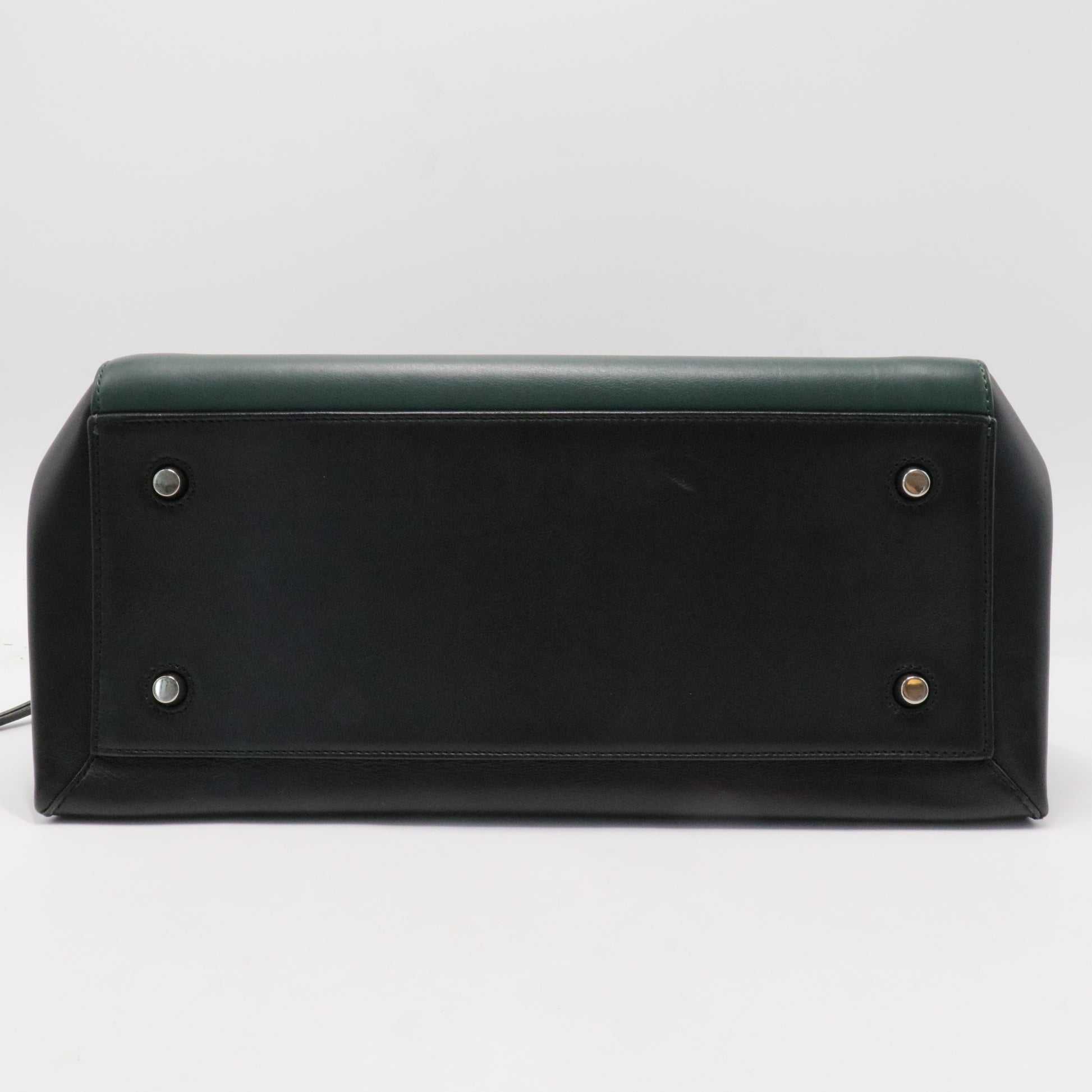 Grained Calfskin Large Bi-Color Edge Shoulder Bag