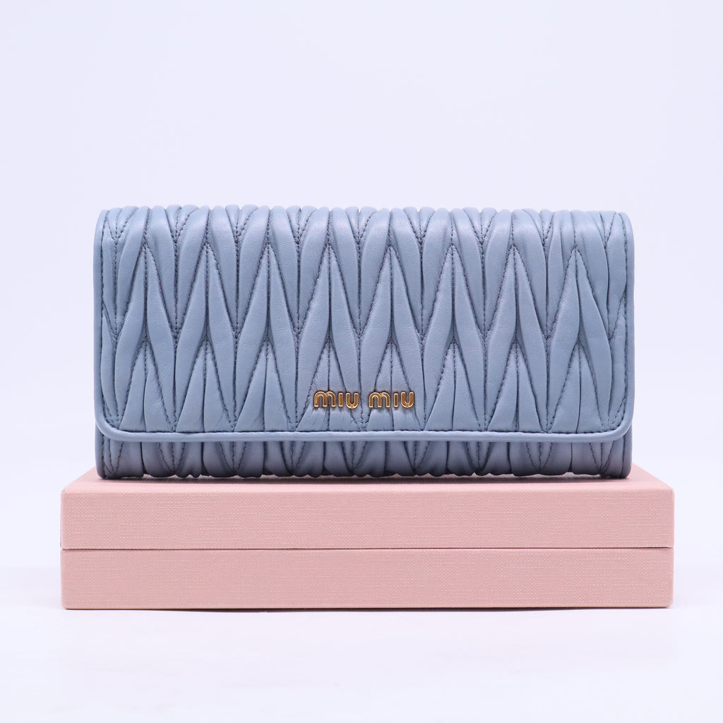 Blue long button wallet W20470