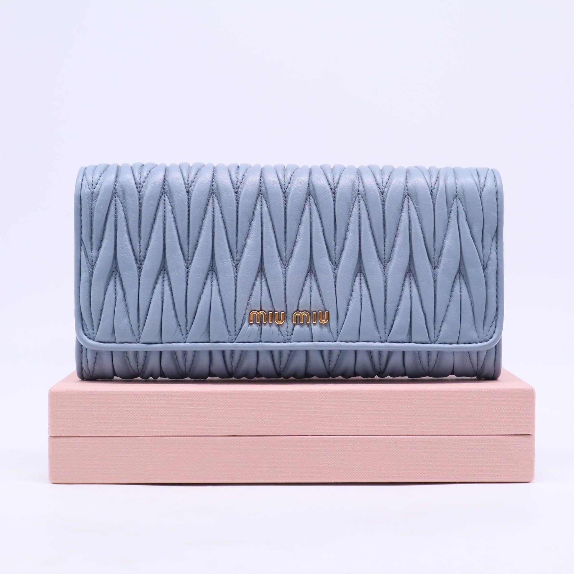 Blue long button wallet W20470