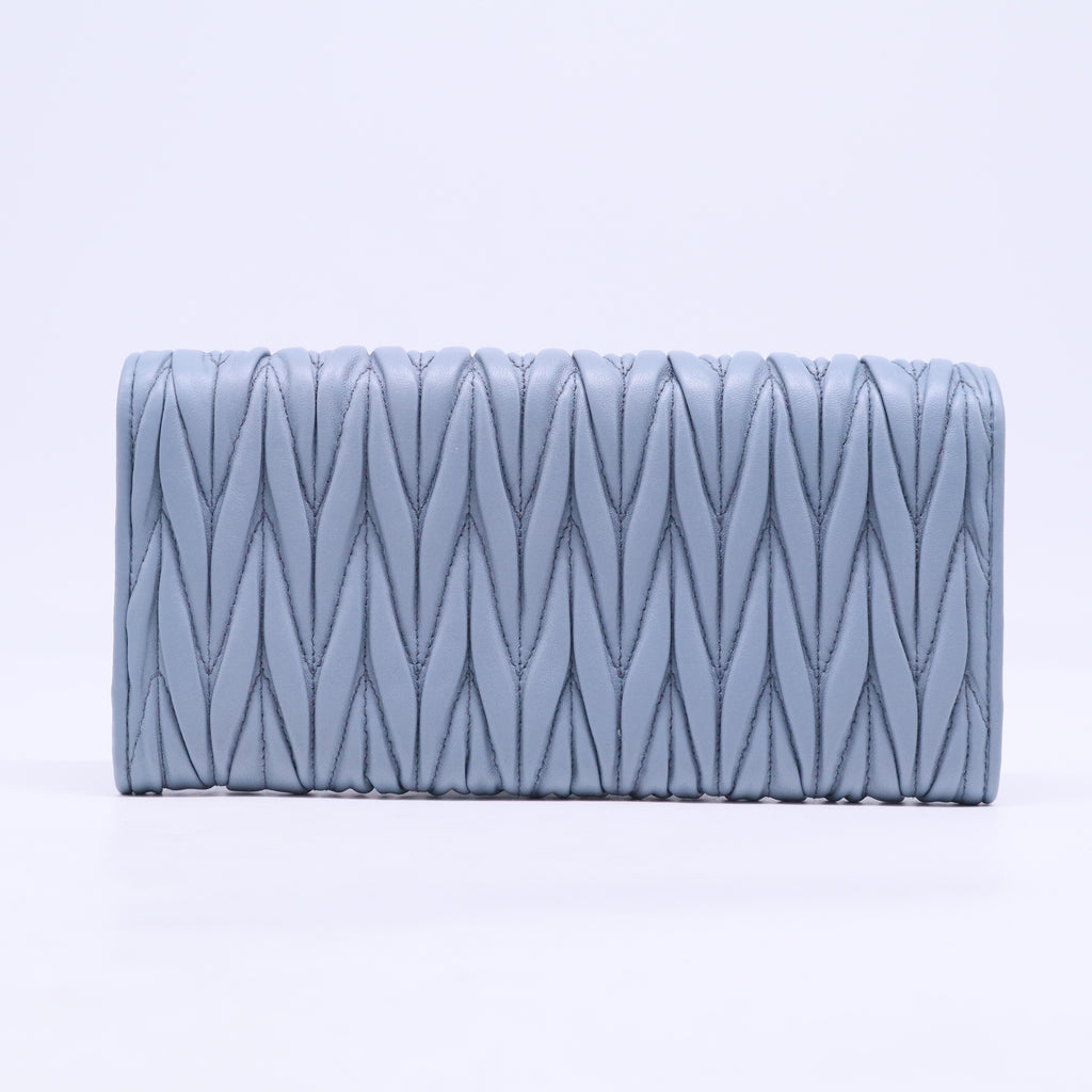Blue long button wallet W20470
