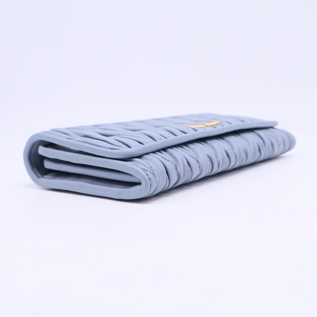Blue long button wallet W20470
