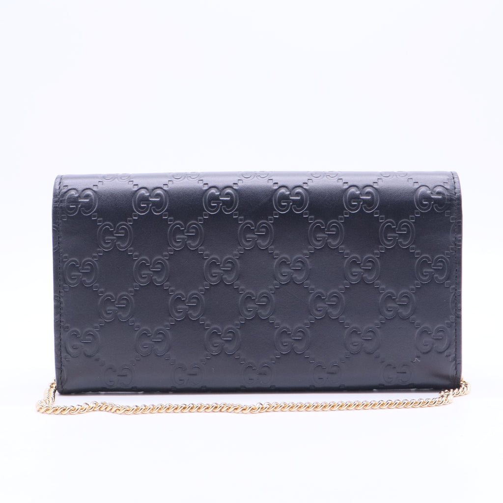 Padlock Continental Chain Wallet Guccissima Leather Long